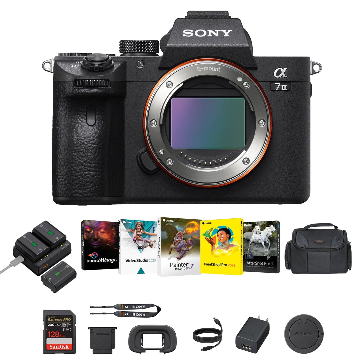 Sony A7 III Full-Frame Mirrorless Camera + Corel Software + 128GB SDXC Kit (Brand New)