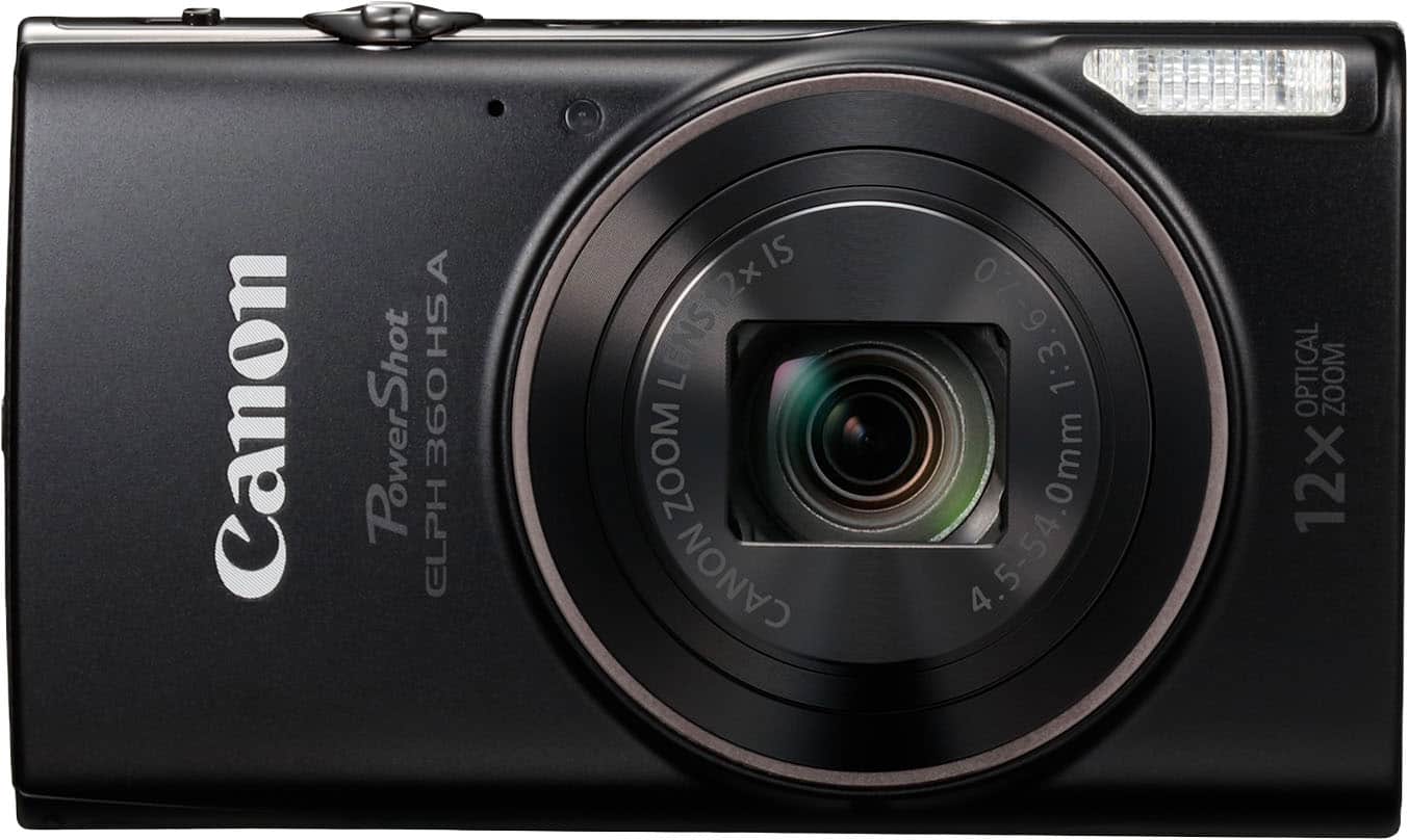 Canon PowerShot ELPH 360 HS 20.2MP 12x Optical Zoom Slim Compact Camera – Black (Brand New)