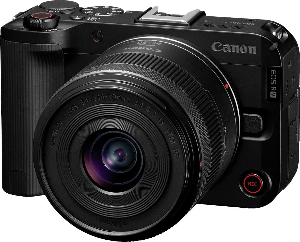 Canon EOS R50 V 4K Mirrorless Camera with RF-S 14-30mm F4-6.3 IS STM PZ Lens – Black (Brand New)