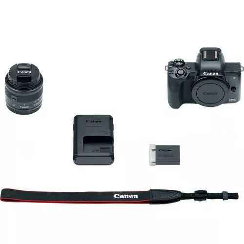 Canon EOS M50 24.1MP Mirrorless Camera with 15 - 45mm Lens - Black - lucycamera