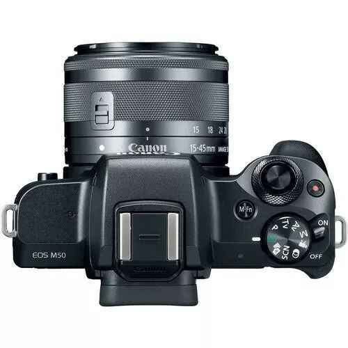 Canon EOS M50 24.1MP Mirrorless Camera with 15 - 45mm Lens - Black - lucycamera