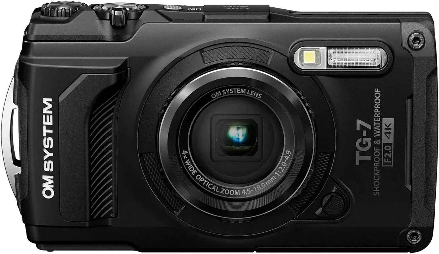 OM SYSTEM Tough TG - 7 12MP Waterproof Compact Camera - Black (4K) - lucycamera
