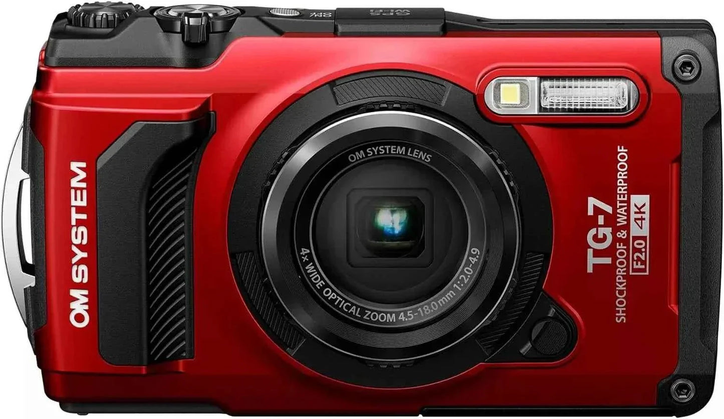 OM SYSTEM Tough TG - 7 12MP Waterproof Compact Camera - Red (4K) - lucycamera