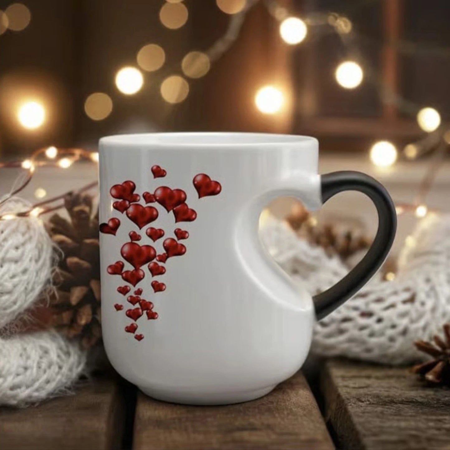 Heart shaped Color changing Ceramic Mug 400 ml - Blue