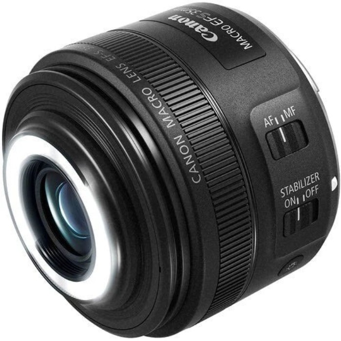 Picture of Canon EF-S 35mm f/2.8 IS STM Macro Prime Lens with Built-In Ring Light – Black (Brand New)