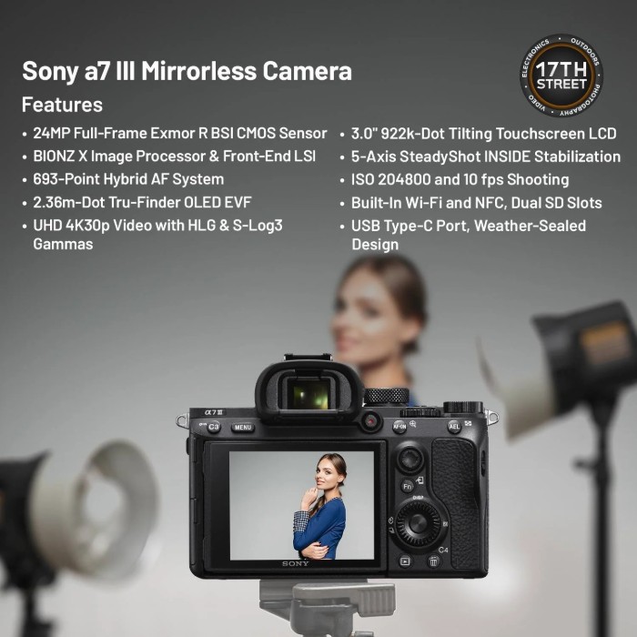 Picture of Sony A7 III Full-Frame Mirrorless Camera + Corel Software + 128GB SDXC Kit (Brand New)