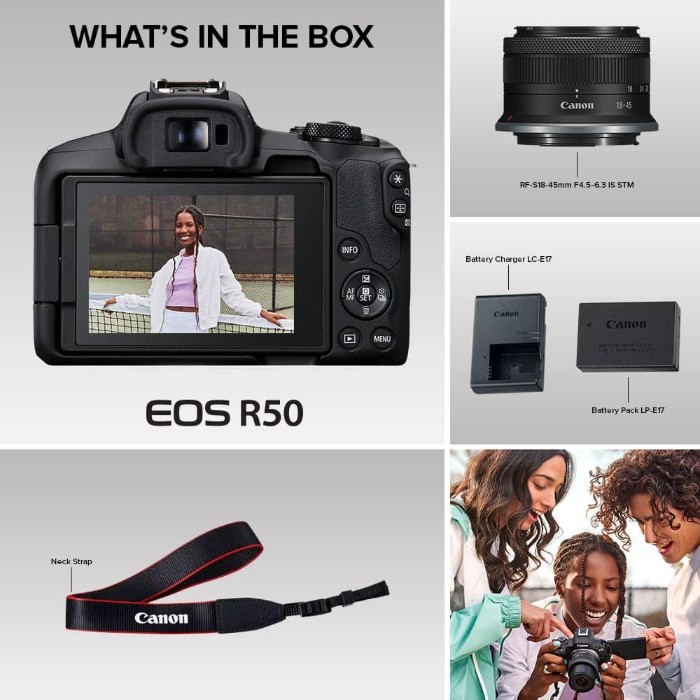 Picture of Canon EOS R50 4K Mirrorless Camera with RF-S 18-45mm F4.5-6.3 IS STM Lens – Content Creator Kit Black (Brand New)