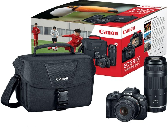 Picture of Canon EOS R100 4K Mirrorless Camera Double Zoom Lens Kit with RF-S 18-45mm & RF 75-300mm Lenses – Black (Brand New)